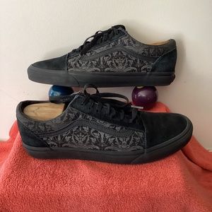Vans old skull tapestry men’s Size 11.5 Raven black suede skateboard shoes